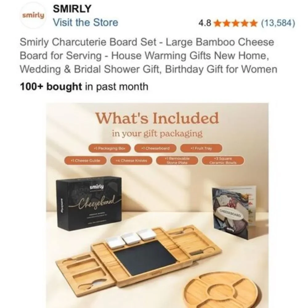 Large bamboo charcuterie board set with accessories